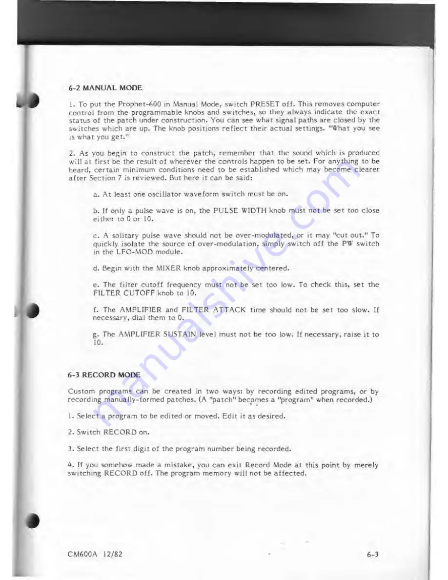 Sequential PROPHET-600 Operation Manual Download Page 26