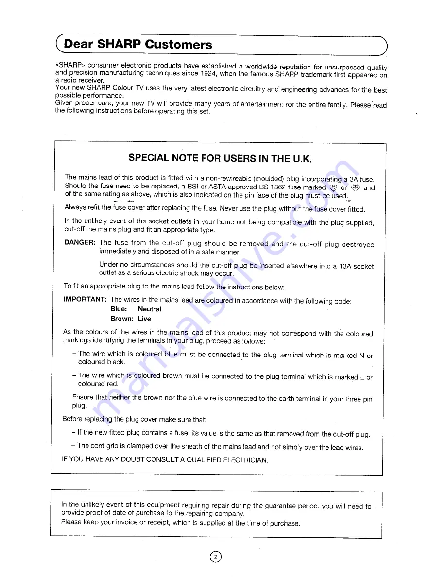 Sharp 51CS-03H Operation Manual Download Page 3