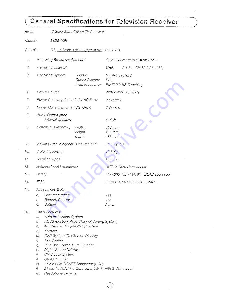 Sharp 51DS-02H Operation Manual Download Page 33