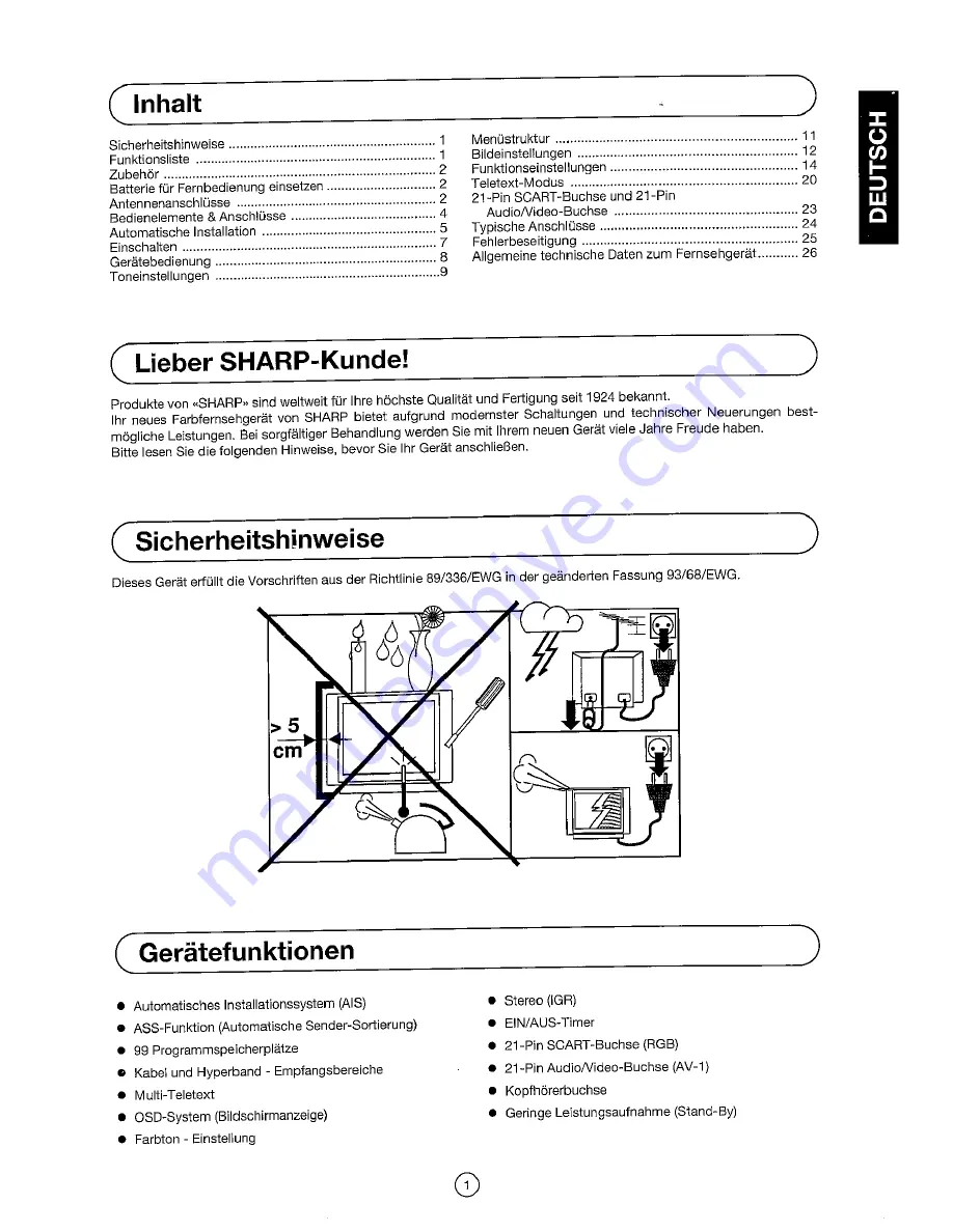 Sharp 54DS-02S Operation Manual Download Page 3