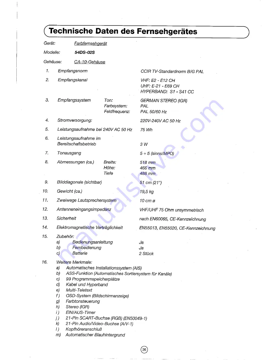 Sharp 54DS-02S Operation Manual Download Page 28