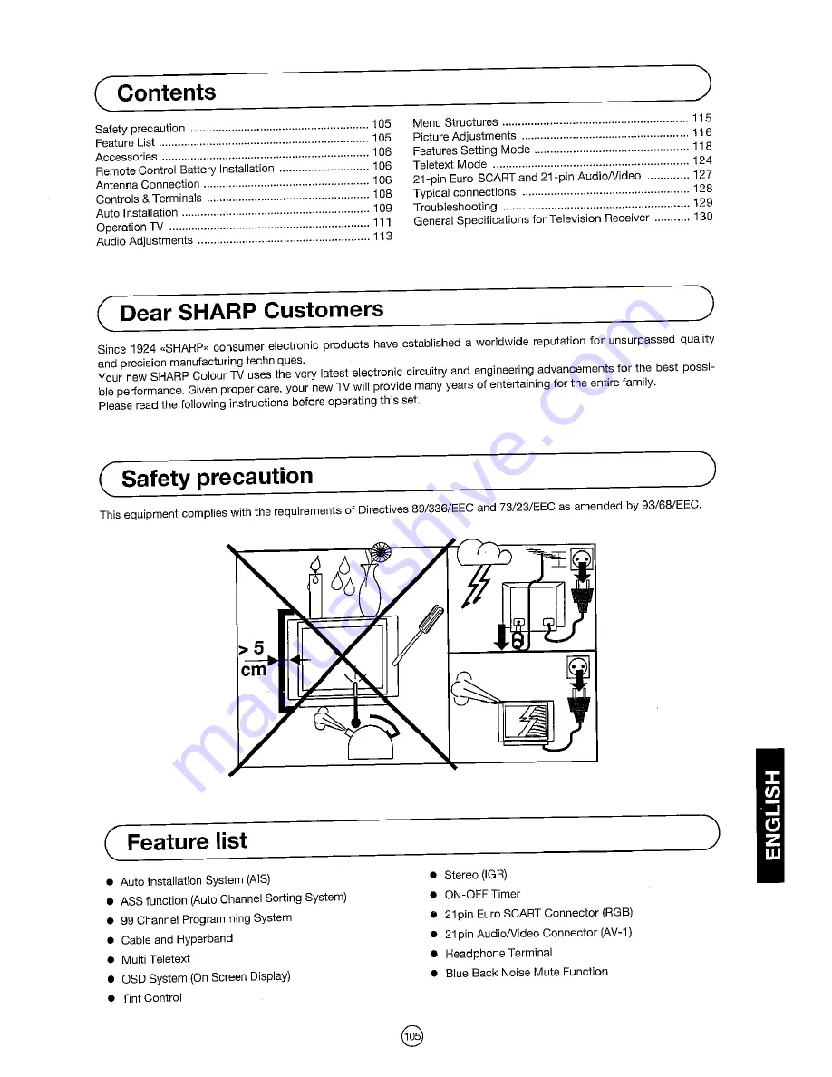 Sharp 54DS-02S Operation Manual Download Page 107