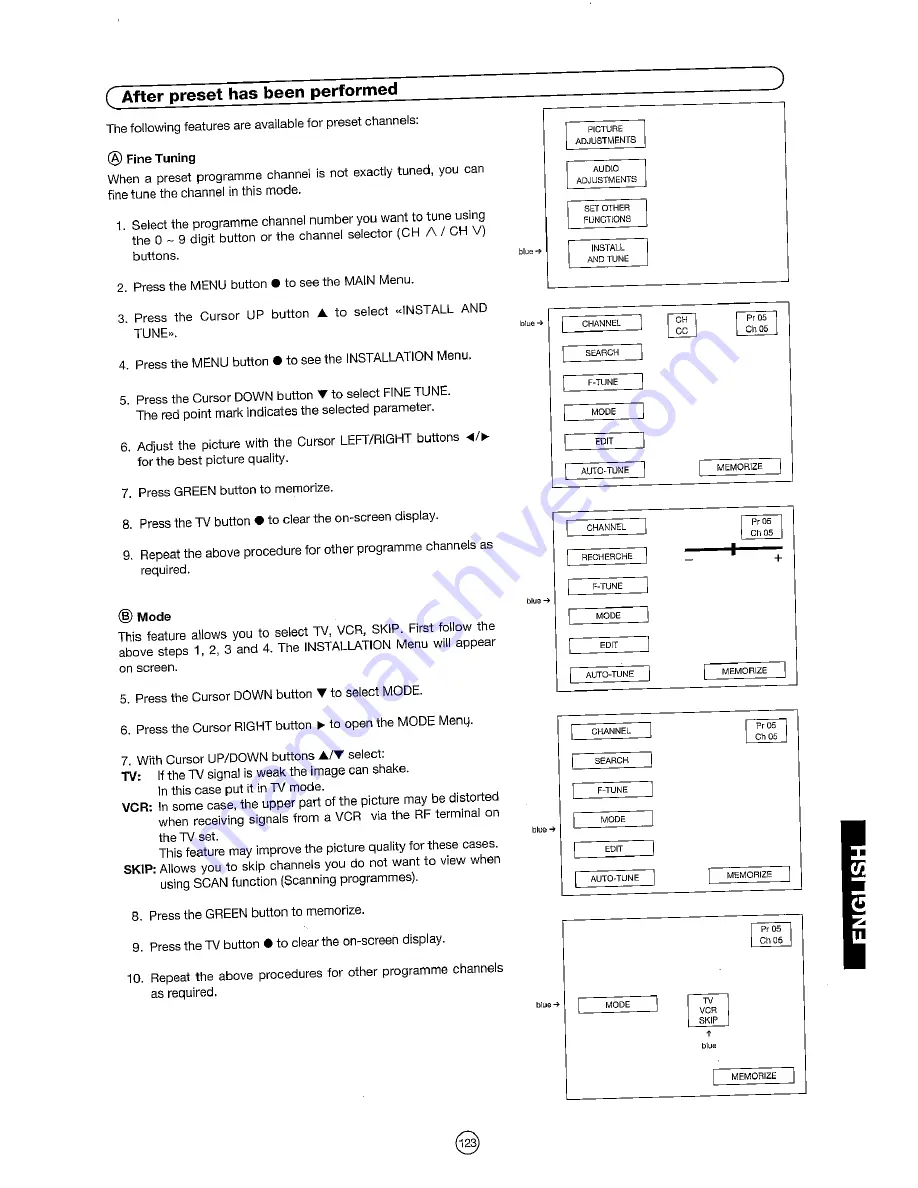 Sharp 54DS-02S Operation Manual Download Page 125