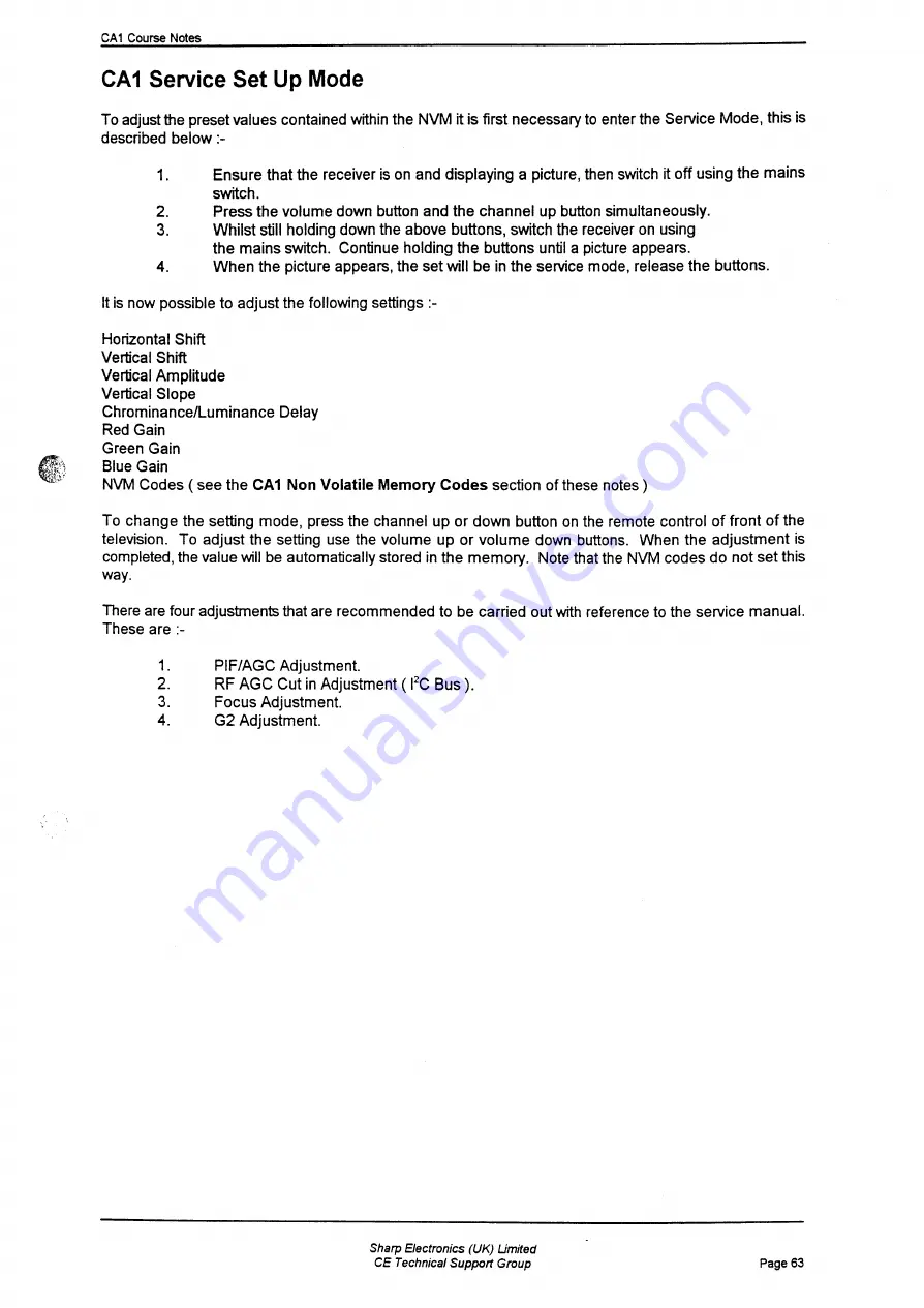 Sharp 63CS-03SC Service Manual Download Page 97