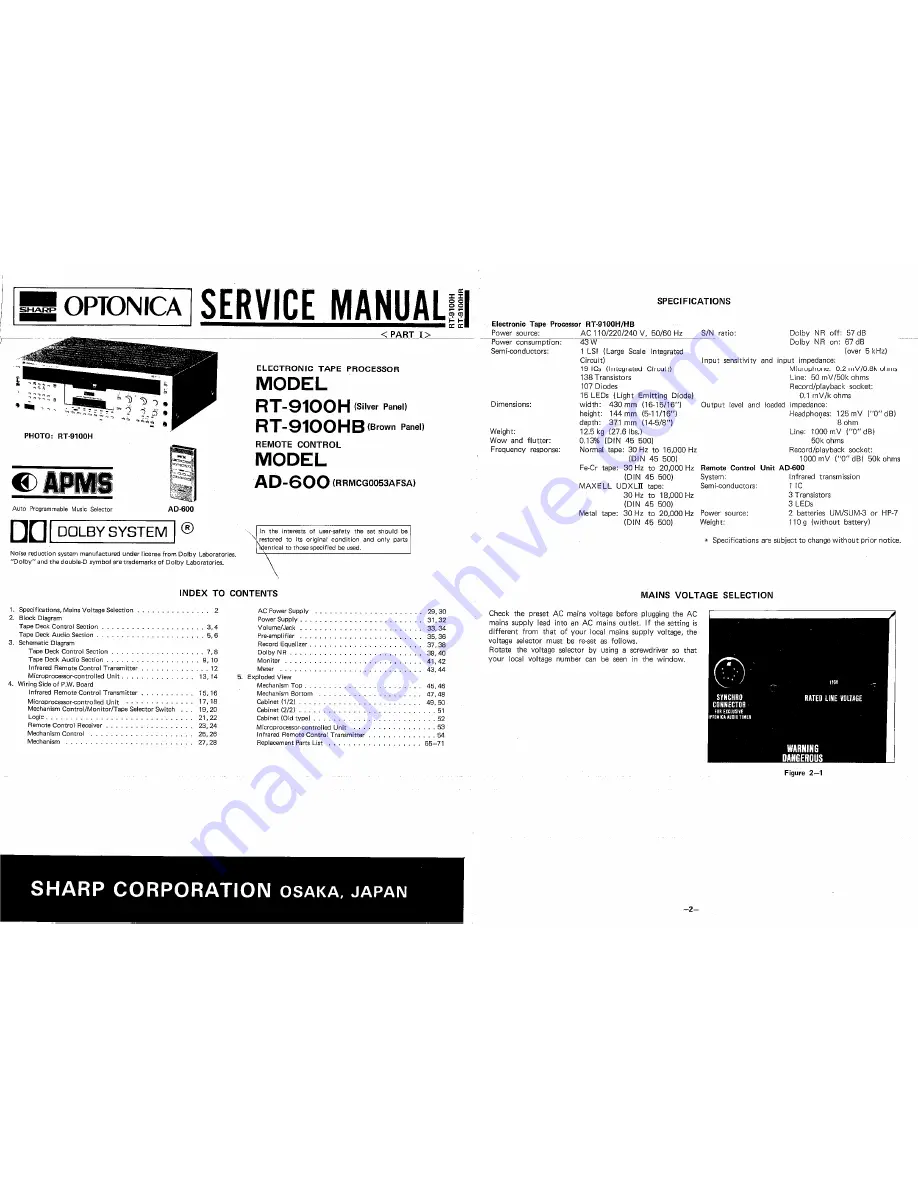 Sharp AD-600 Service Manual Download Page 1