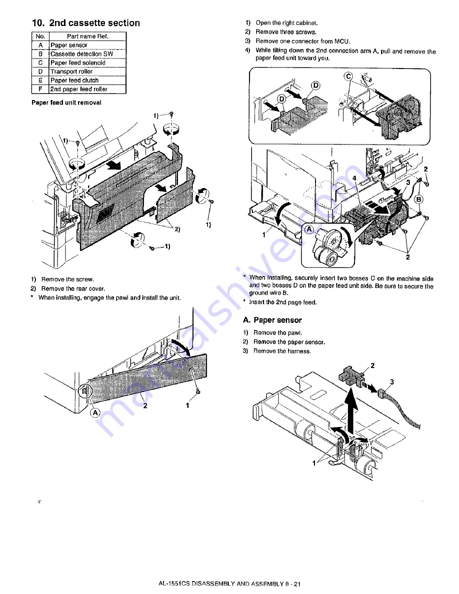 Sharp AL-1530CS Service Manual Download Page 62