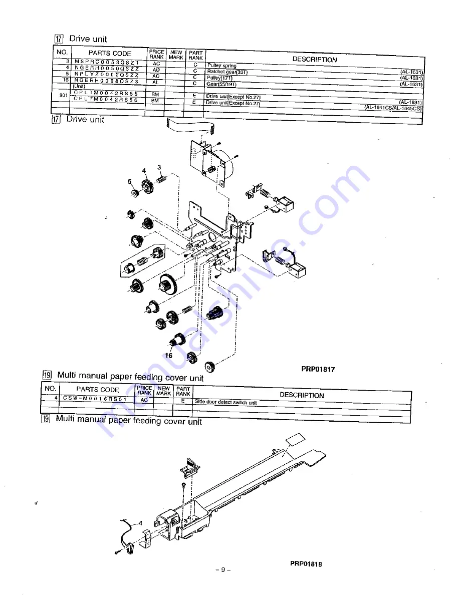 Sharp AL-1530CS Service Manual Download Page 189