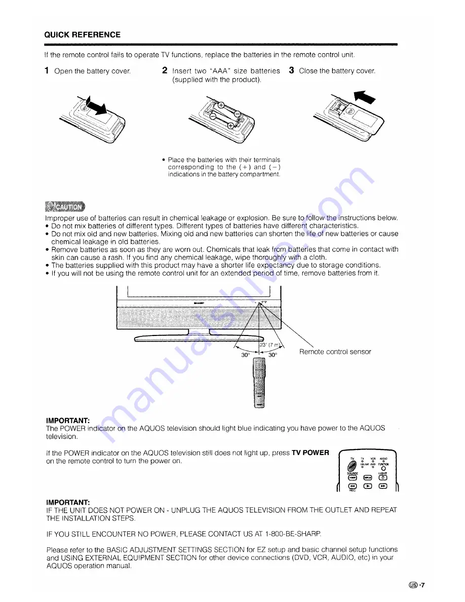 Sharp Aquos LC-26D6U Operation Manual Download Page 8