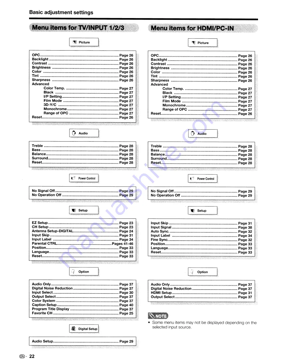 Sharp Aquos LC-42D~43U Operation Manual Download Page 24