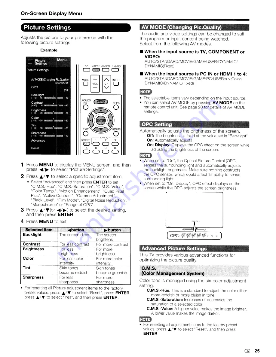 Sharp AQUOS LC-52LE920UN Operation Manual Download Page 26