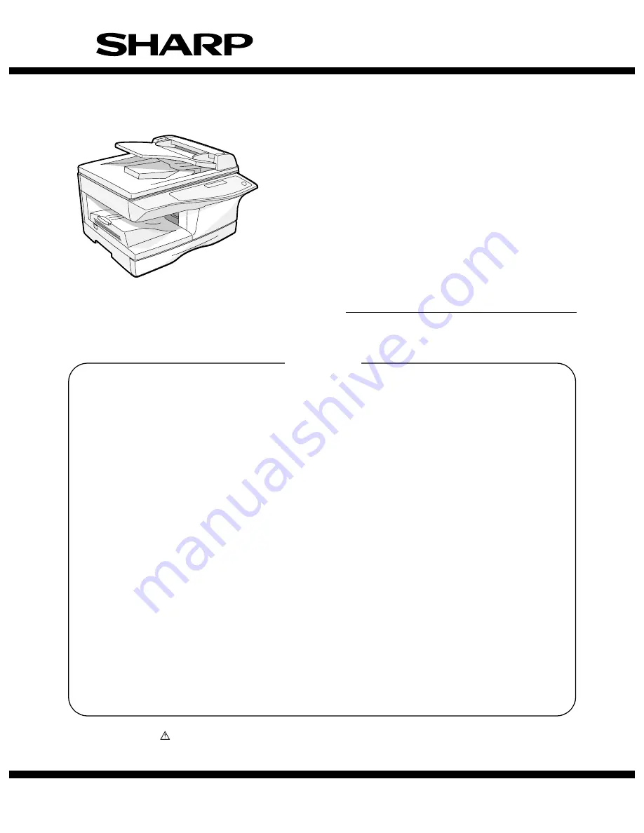 Sharp AR 168D - Digital Imager B/W Laser Service Manual Download Page 1