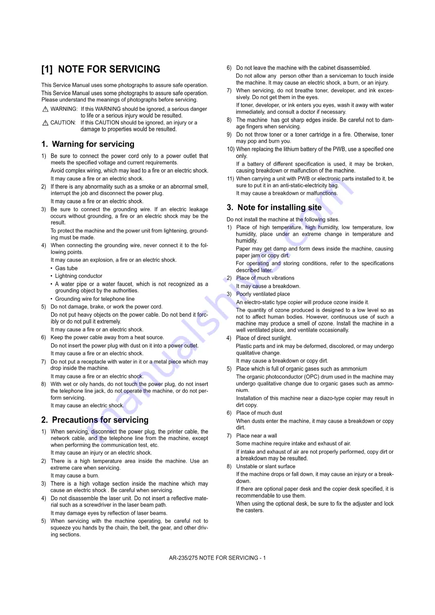 Sharp AR-M208 Service Manual Download Page 36