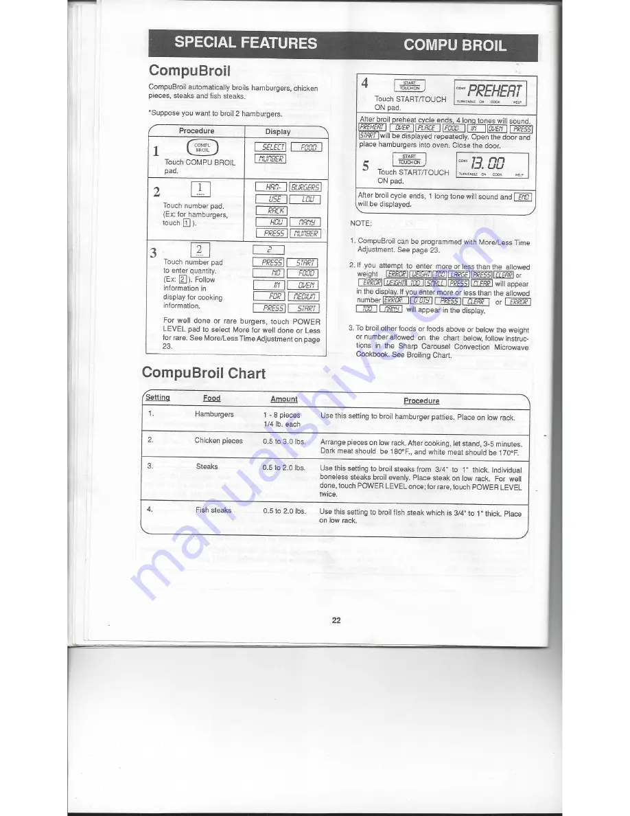 Sharp Carousel R-1850A Operation Manual Download Page 22