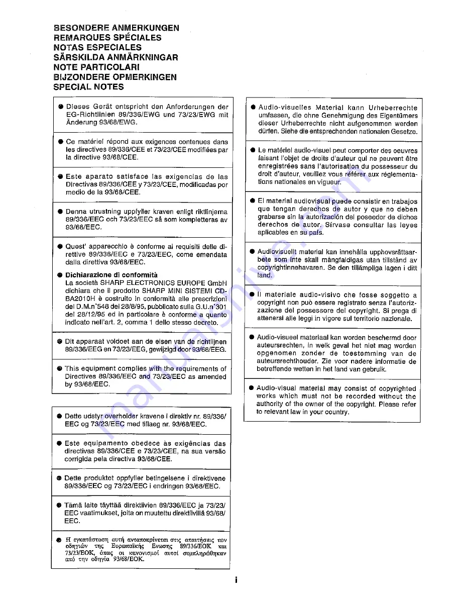 Sharp CD-BA2010H Operation Manual Download Page 2