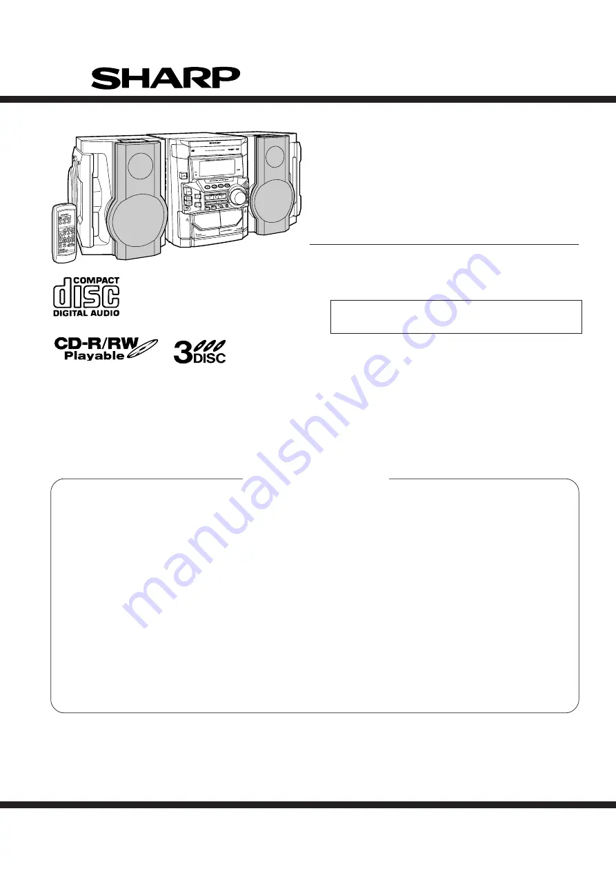 Sharp CD-BK300W Service Manual Download Page 1