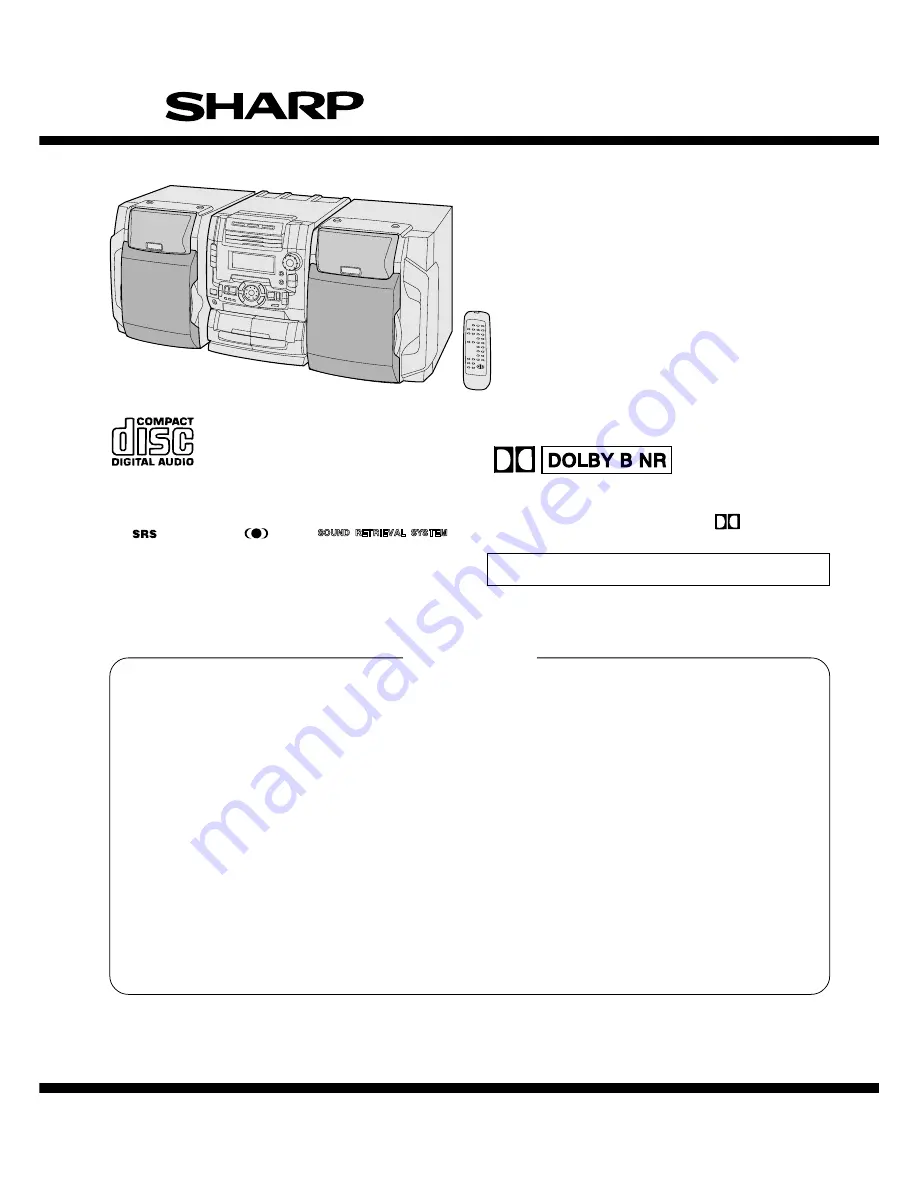 Sharp CD-C1W Скачать руководство пользователя страница 1