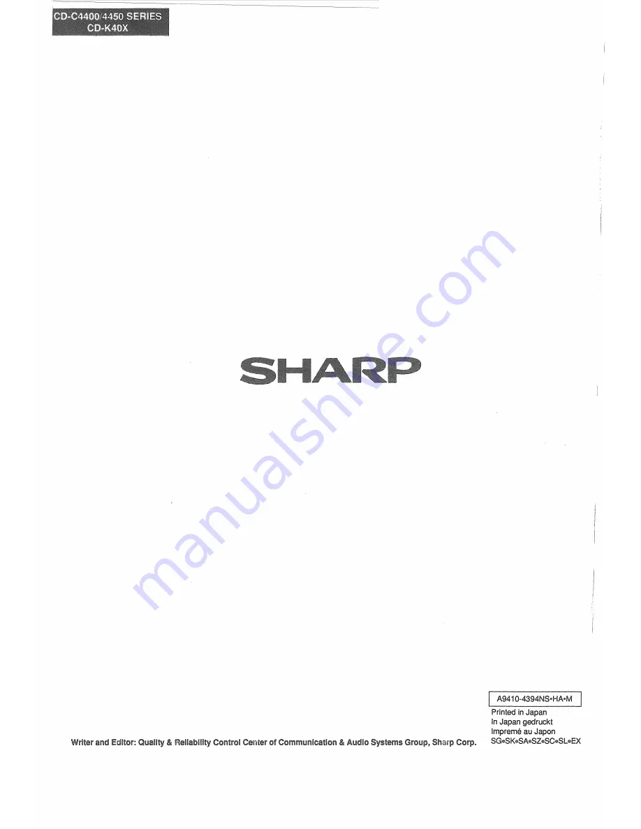 Sharp CD-C4400 Series Скачать руководство пользователя страница 12