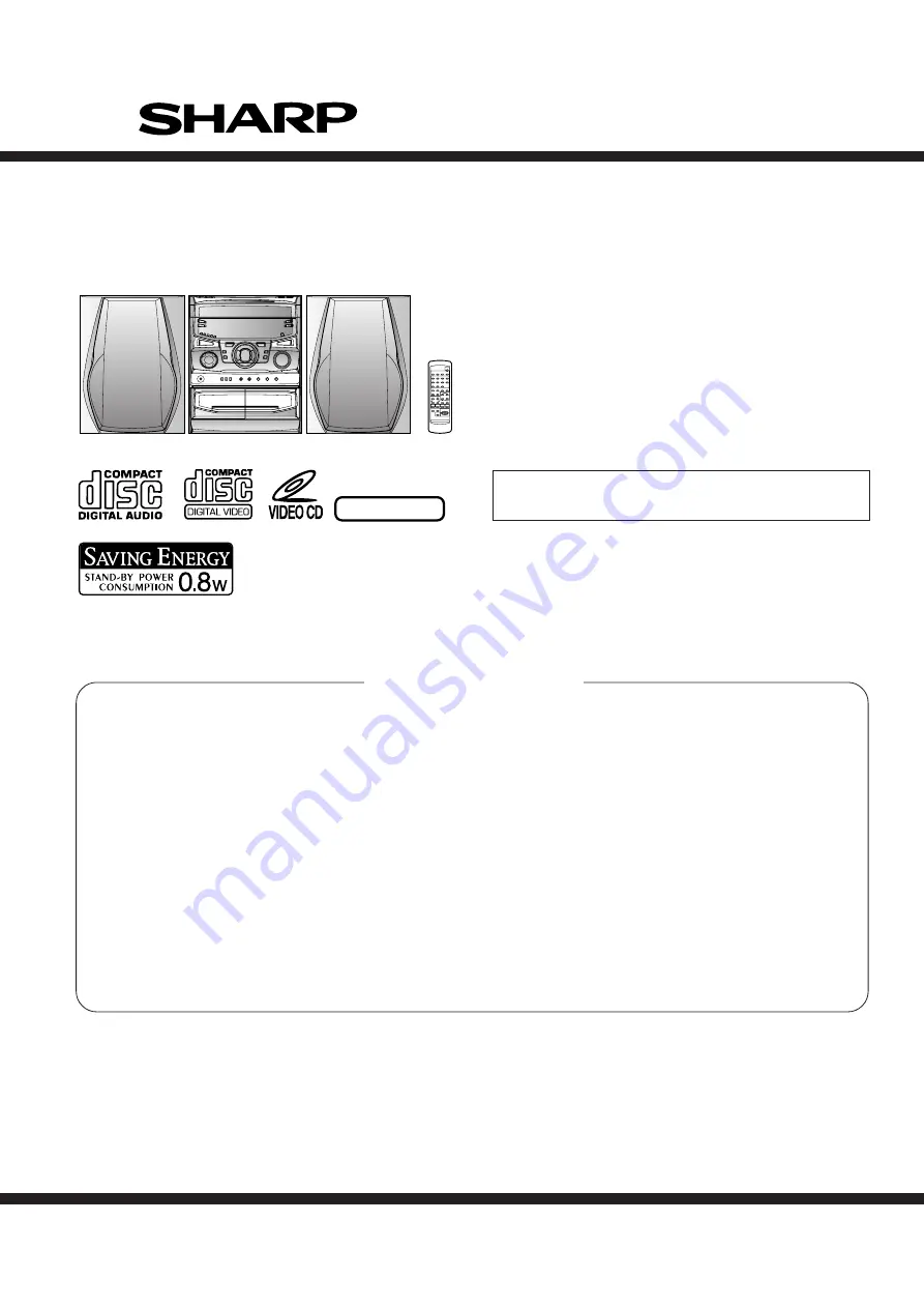 Sharp CD-K1861V Service Manual Download Page 1