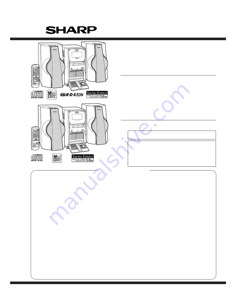 Sharp CD-MD3000H Скачать руководство пользователя страница 1