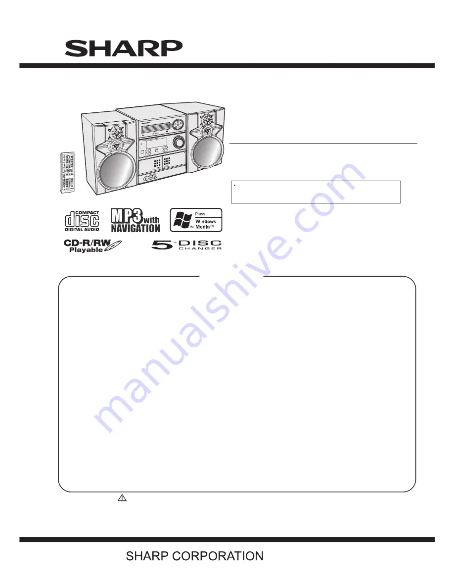 Sharp CD-MPX870W Скачать руководство пользователя страница 1