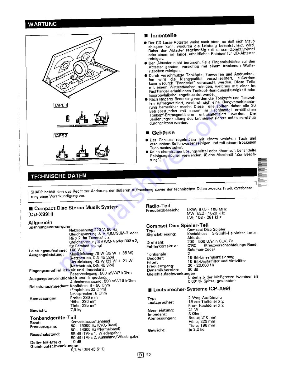 Sharp CD-X99H Скачать руководство пользователя страница 33