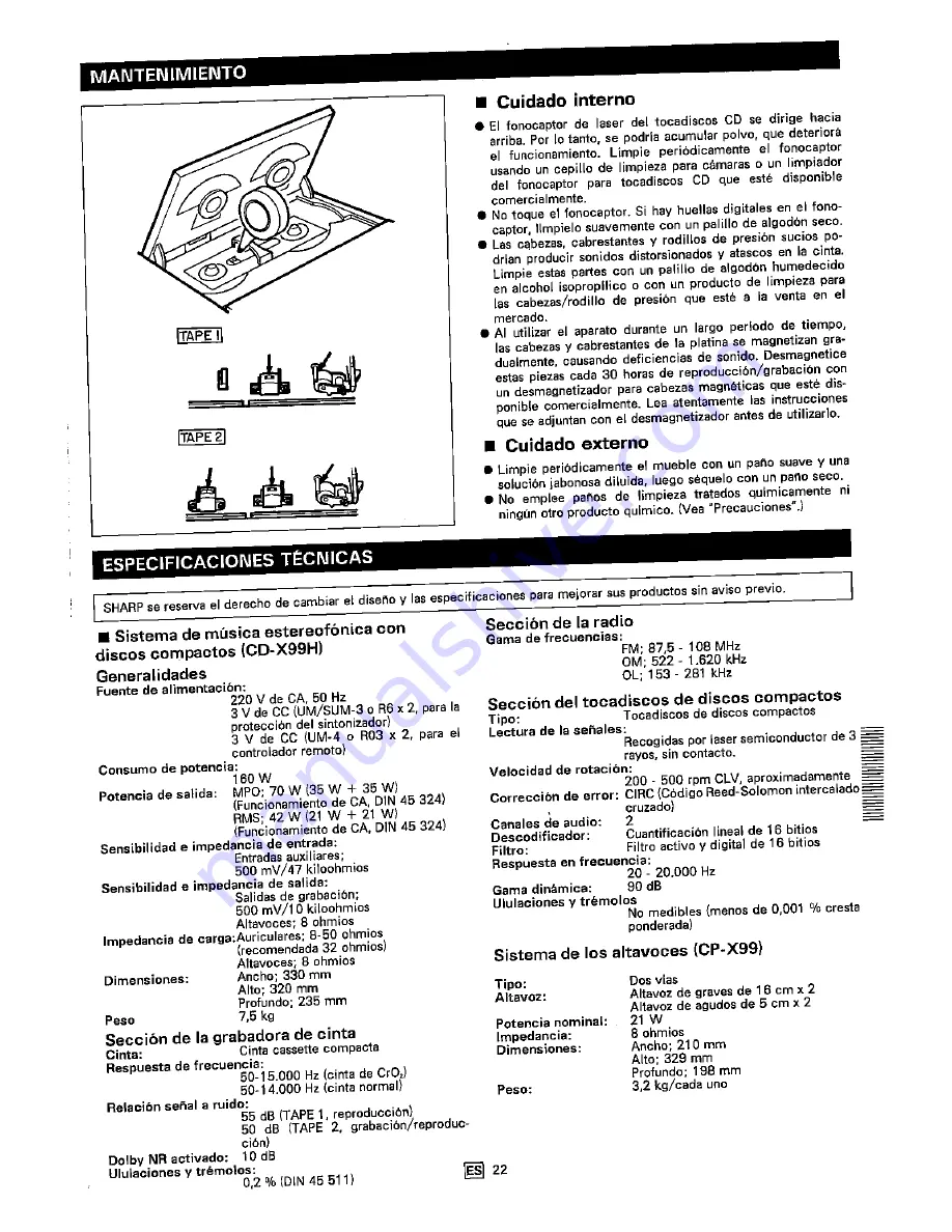 Sharp CD-X99H Operation Manual Download Page 77