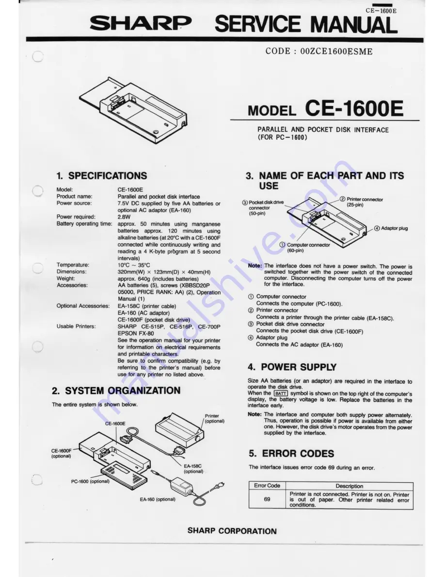 Sharp CE-E Service Manual Download Page 1