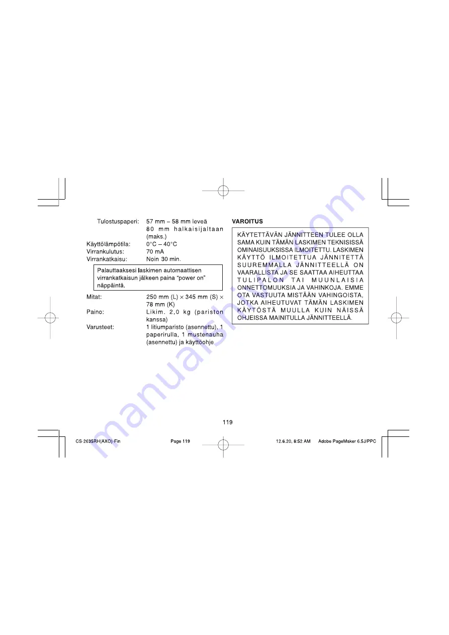 Sharp CS-2635RH Operation Manual Download Page 121