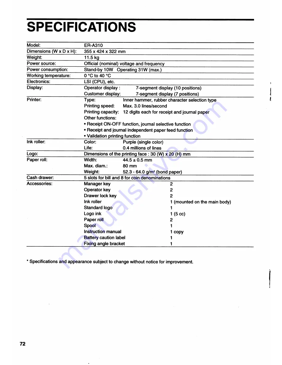 Sharp ER-A310 Instruction Manual Download Page 74