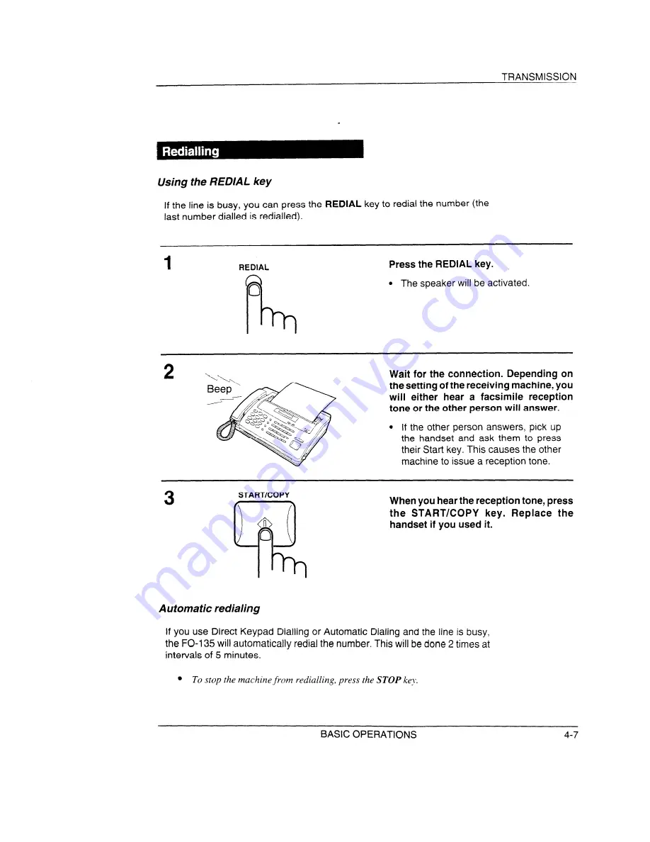 Sharp FO-135 Operation Manual Download Page 23