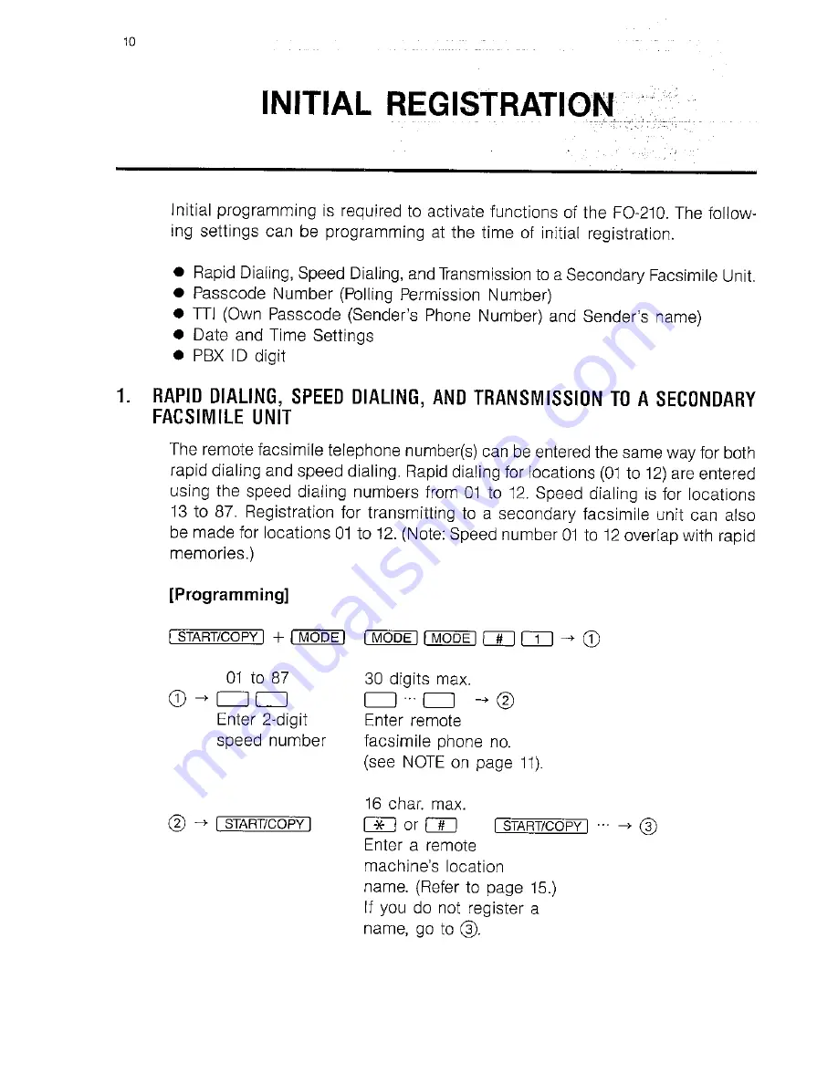 Sharp FO-210 Operation Manual Download Page 10