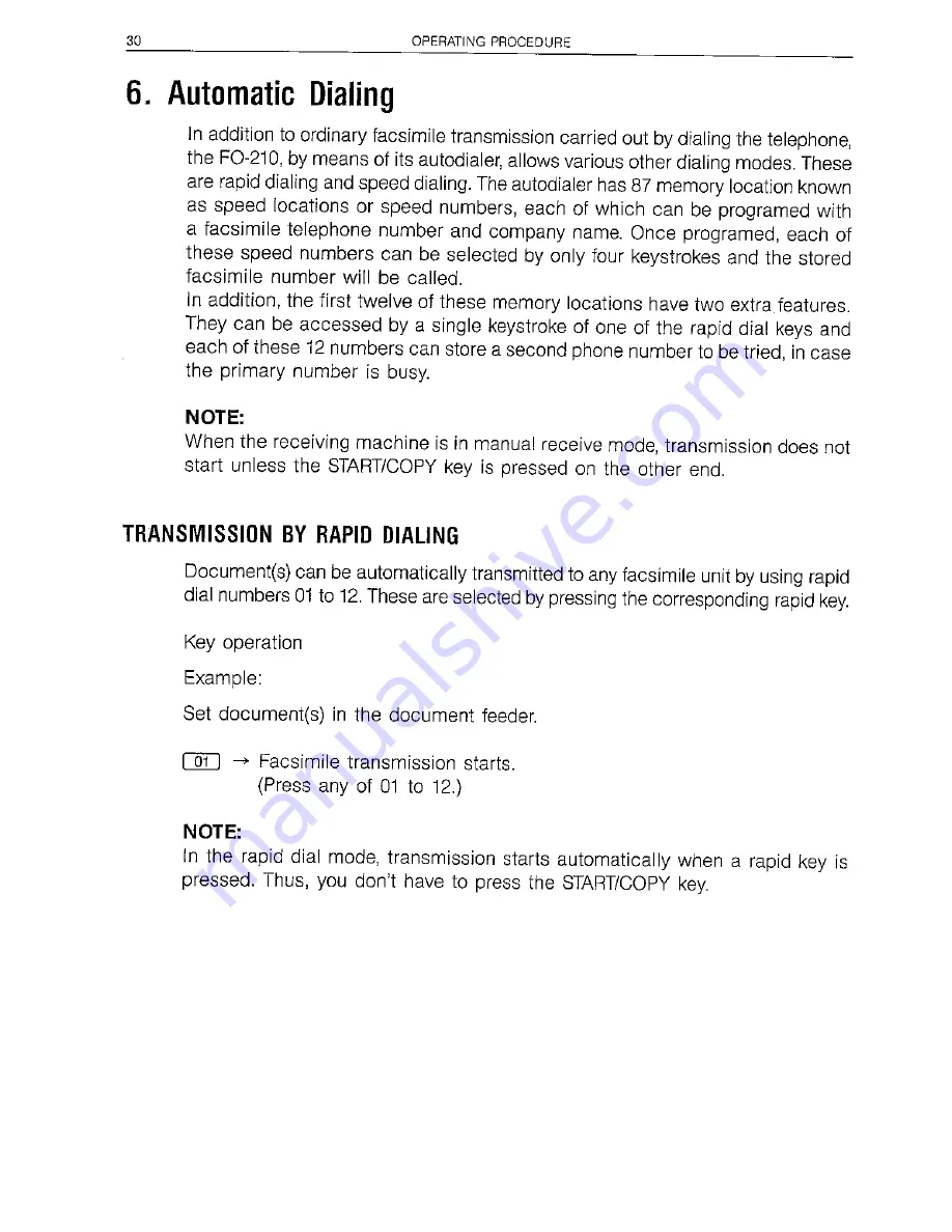 Sharp FO-210 Operation Manual Download Page 30