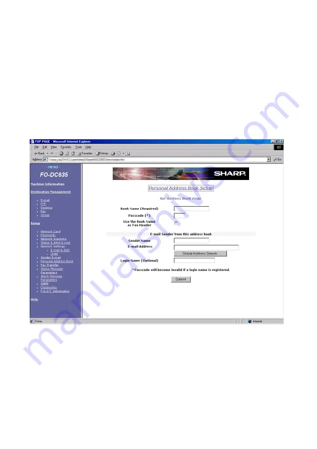 Sharp FO DC535 - B/W Laser - Fax Network Manual Download Page 124