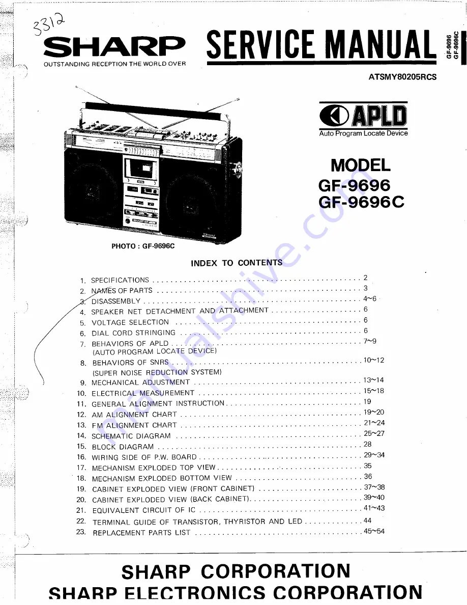 Sharp GF-9696 Service Manual Download Page 1