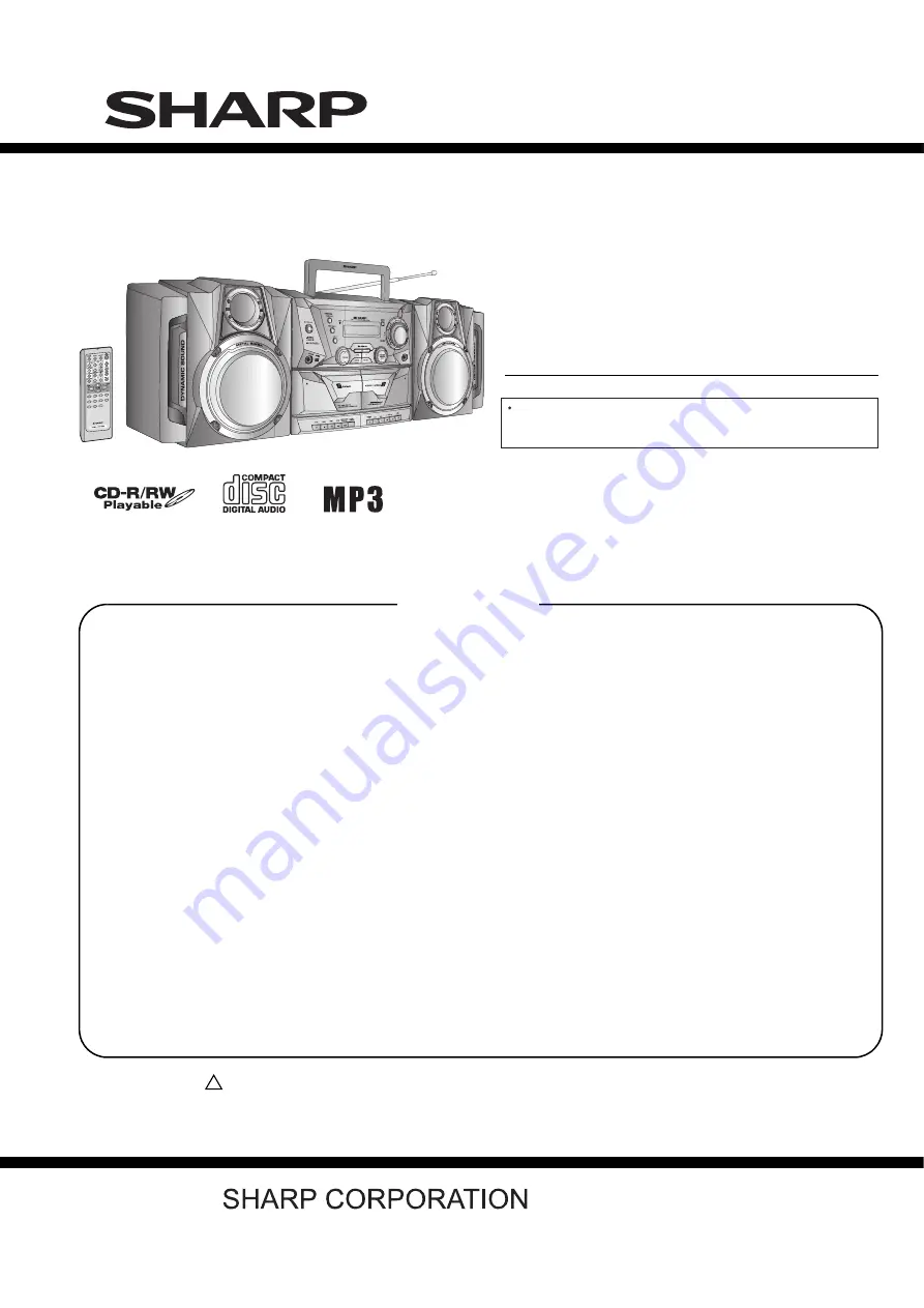 Sharp GX-CD5100W Service Manual Download Page 1