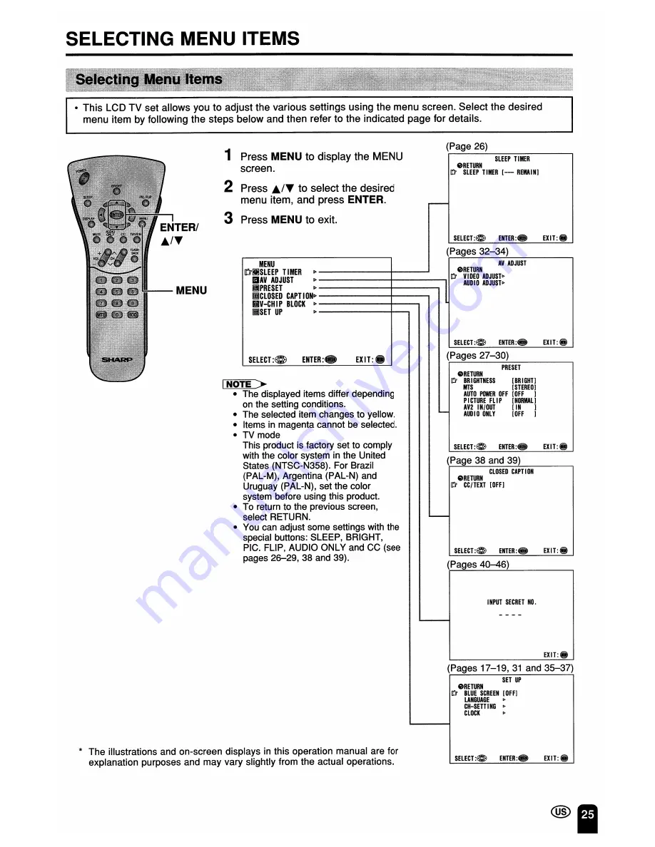 Sharp LC-13S2U, LC-15S2U, LC-20S2U Operation Manual Download Page 26