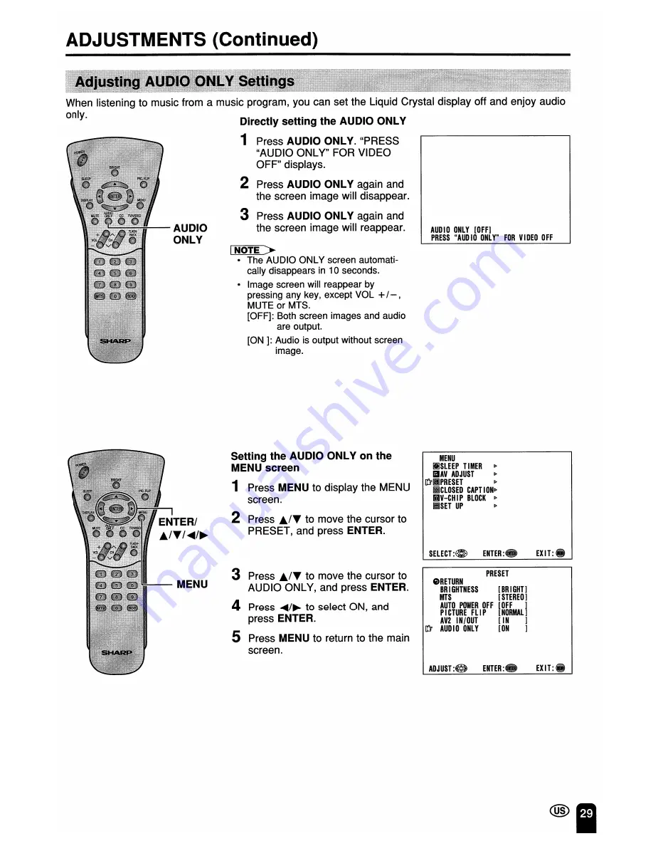 Sharp LC-13S2U, LC-15S2U, LC-20S2U Operation Manual Download Page 30