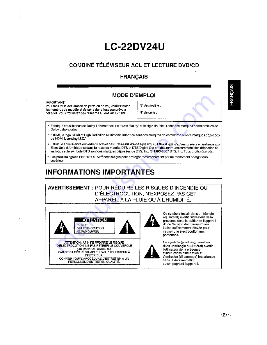 Sharp LC-22DV24U - 22