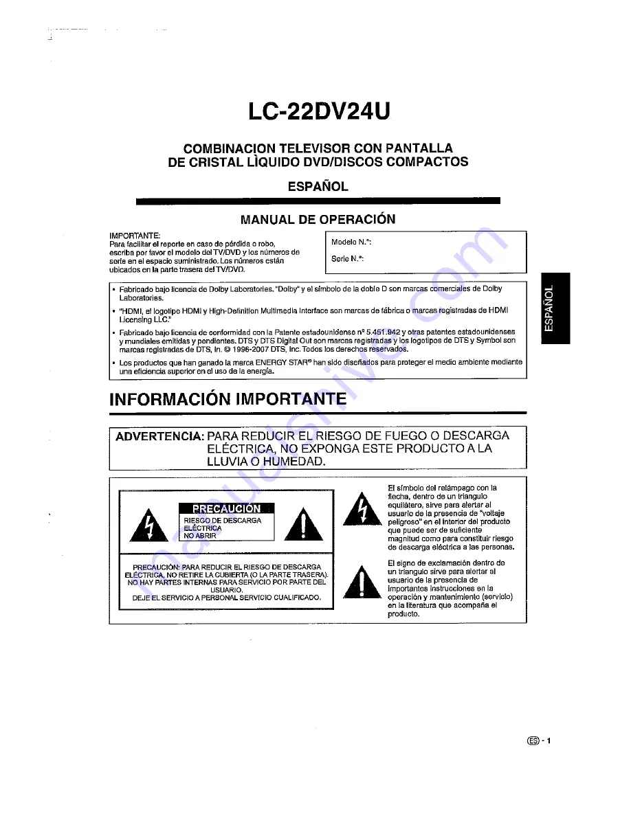 Sharp LC-22DV24U - 22