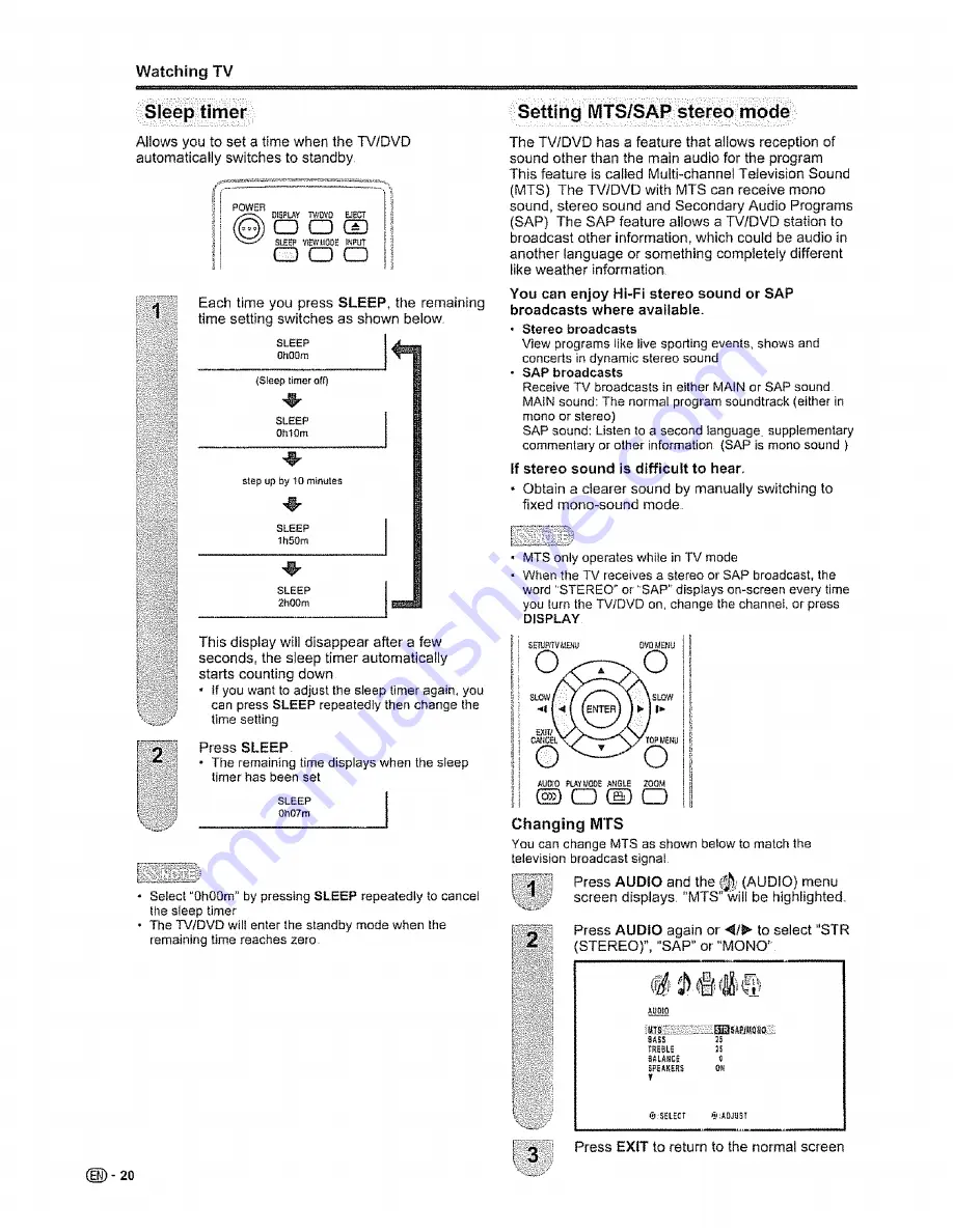 Sharp LC-26DV10U Operation Manual Download Page 21