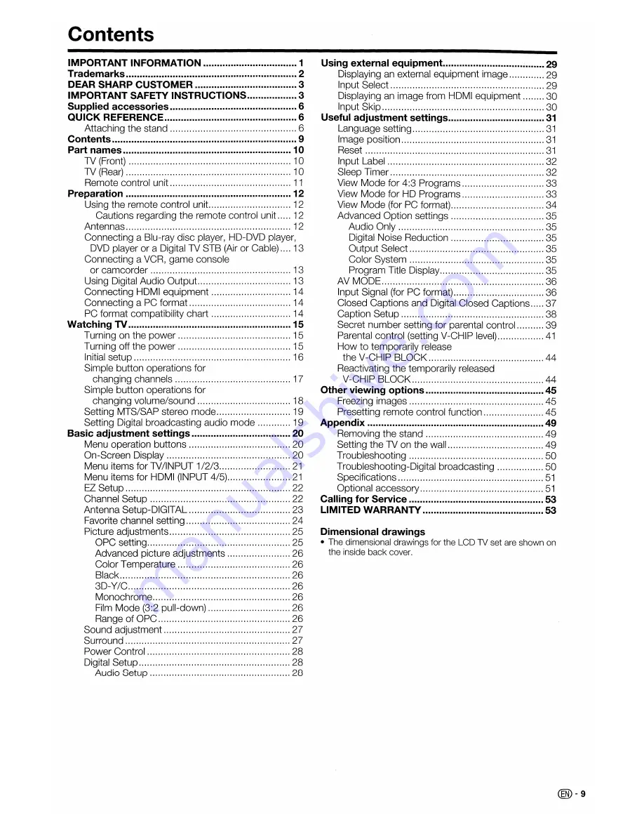 Sharp LC-42D62U Operation Manual Download Page 10