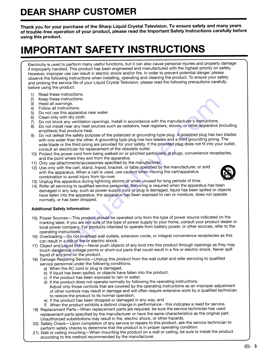 Sharp LC-46E77UN Operation Manual Download Page 4