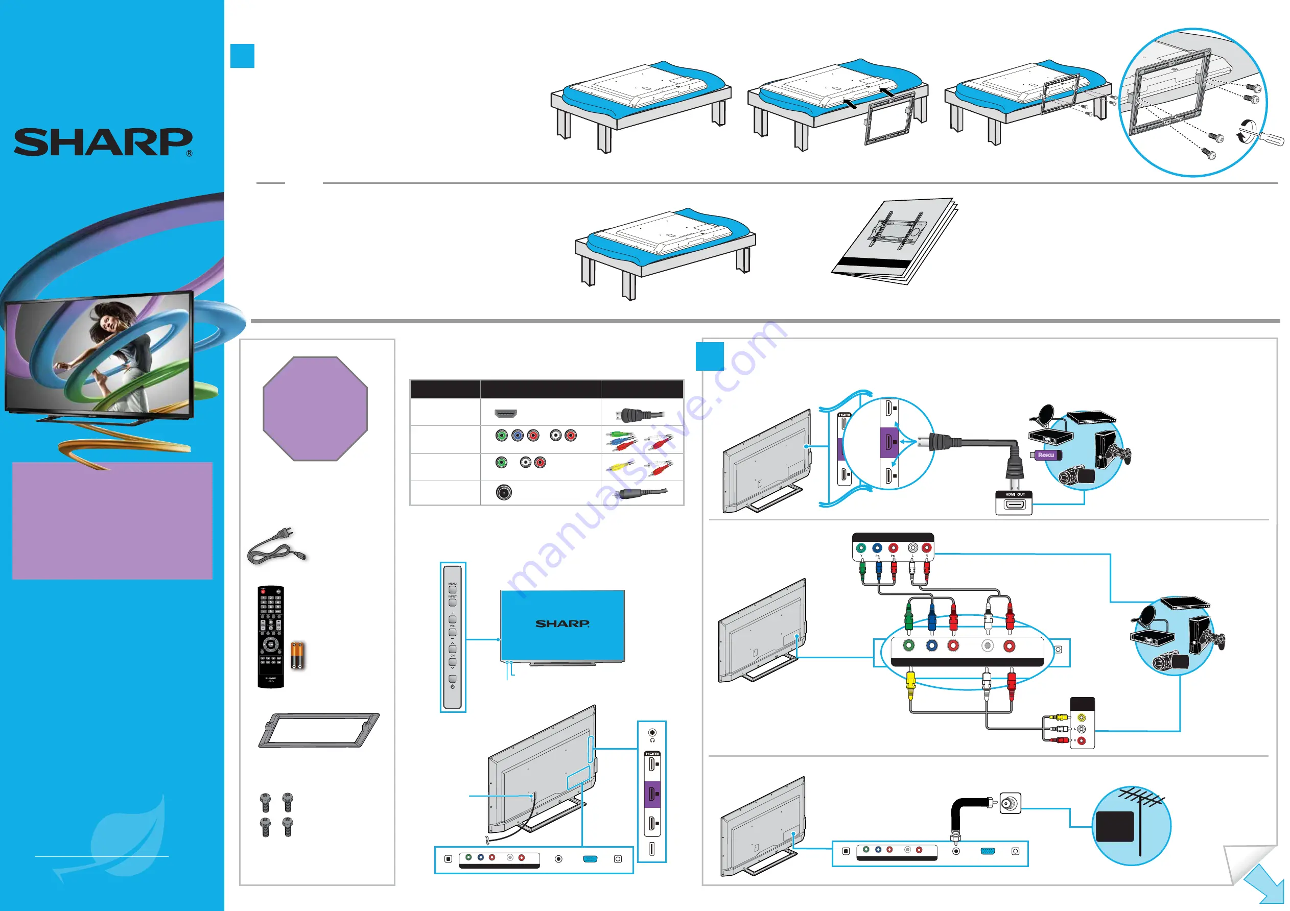 Sharp LC-50LB261U Quick Setup Manual Download Page 1