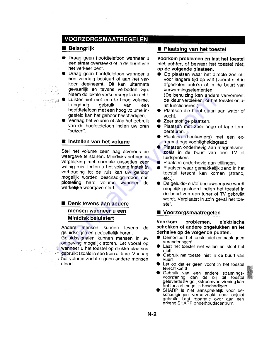 Sharp MD-MS701H (Dutch) Gebruiksaanwijzing Download Page 9