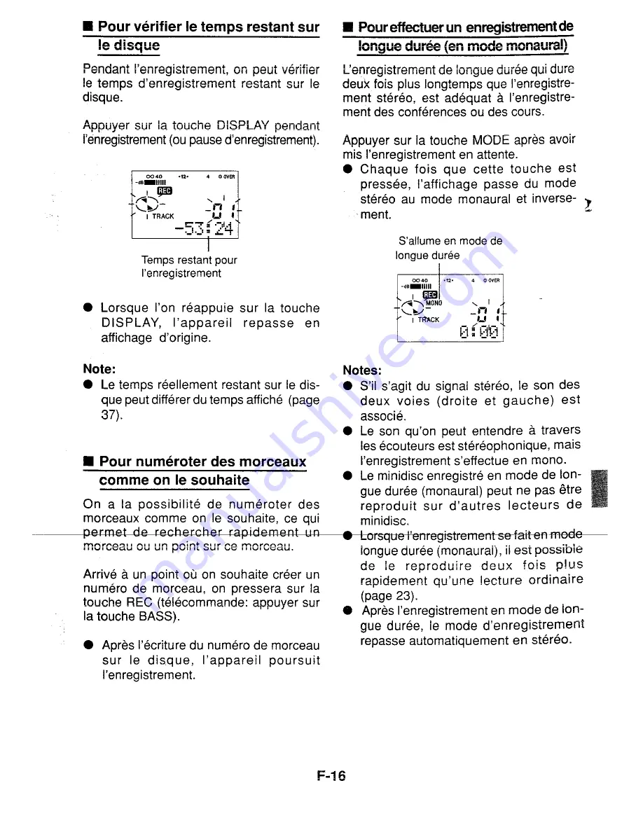 Sharp MD-MT20H (French) Manuel De Fonctionnement Download Page 25