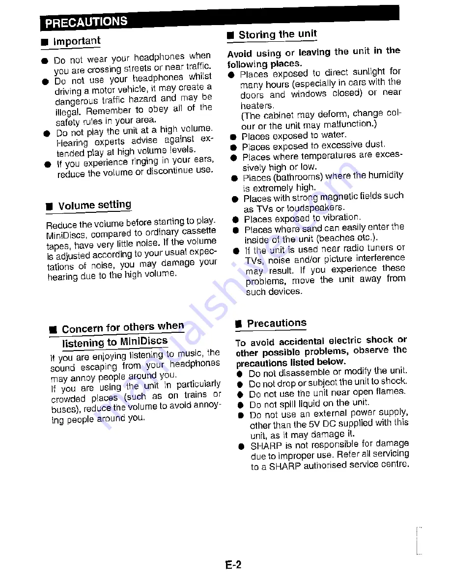 Sharp MD-S301H Operation Manual Download Page 9