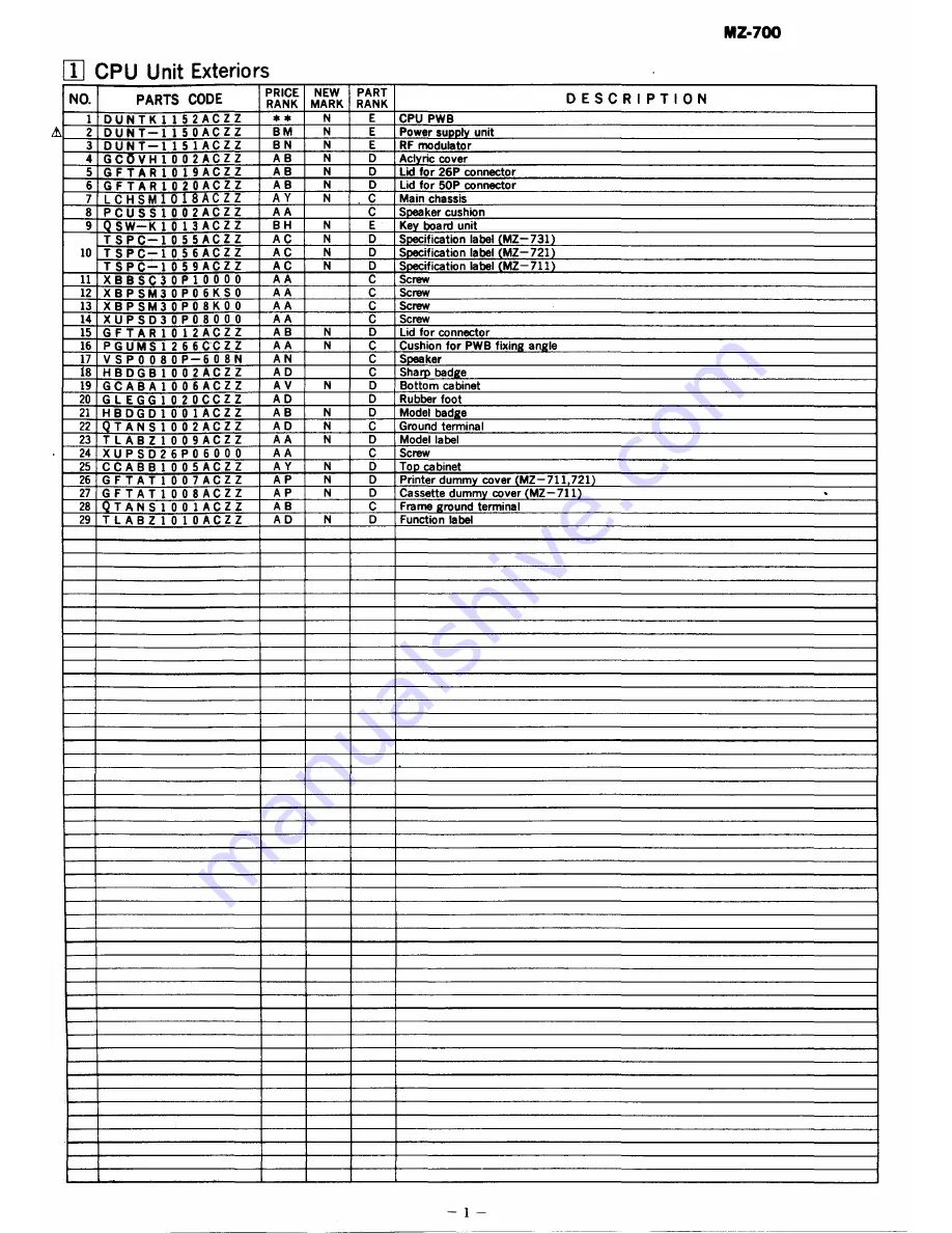 Sharp MZ-1P01 Service Manual Download Page 44