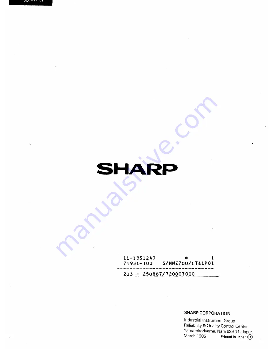 Sharp MZ-1P01 Service Manual Download Page 59