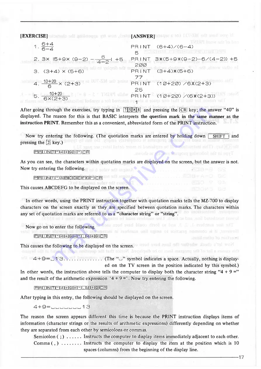 Sharp MZ-700 Series Owner'S Manual Download Page 19