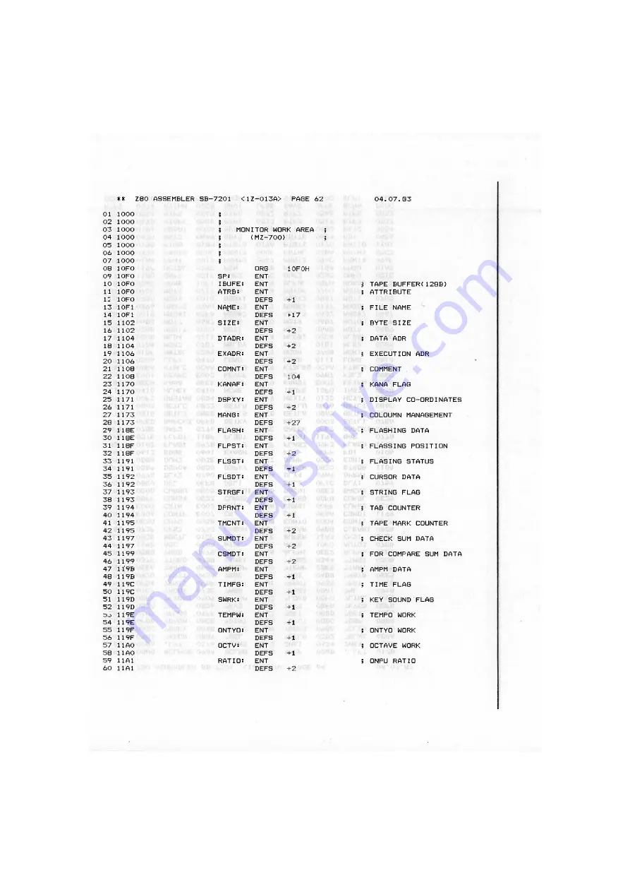 Sharp MZ-700 Series Owner'S Manual Download Page 233